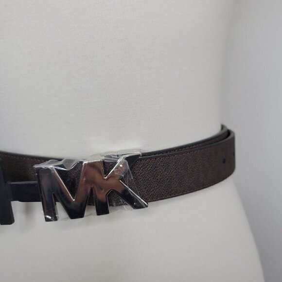 Michael Kors Signature Belt, Reversible Logo Brown/Plain Brown Size 34 or M - Picture 4 of 16